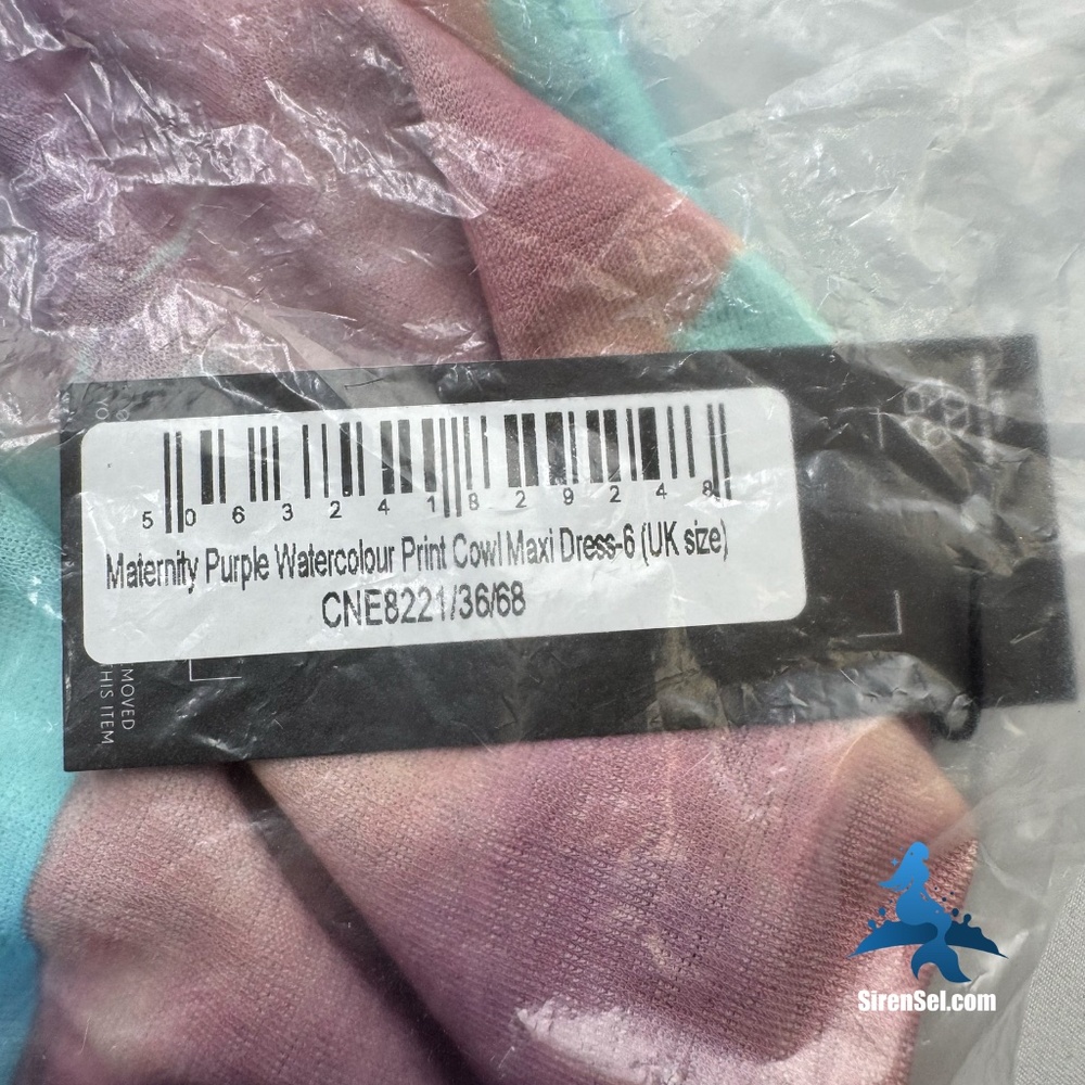 1113 NWT PrettyLittleThing Maternity Purple Watercolour Cowl Maxi Dress - Size 2 - Picture 7 of 9